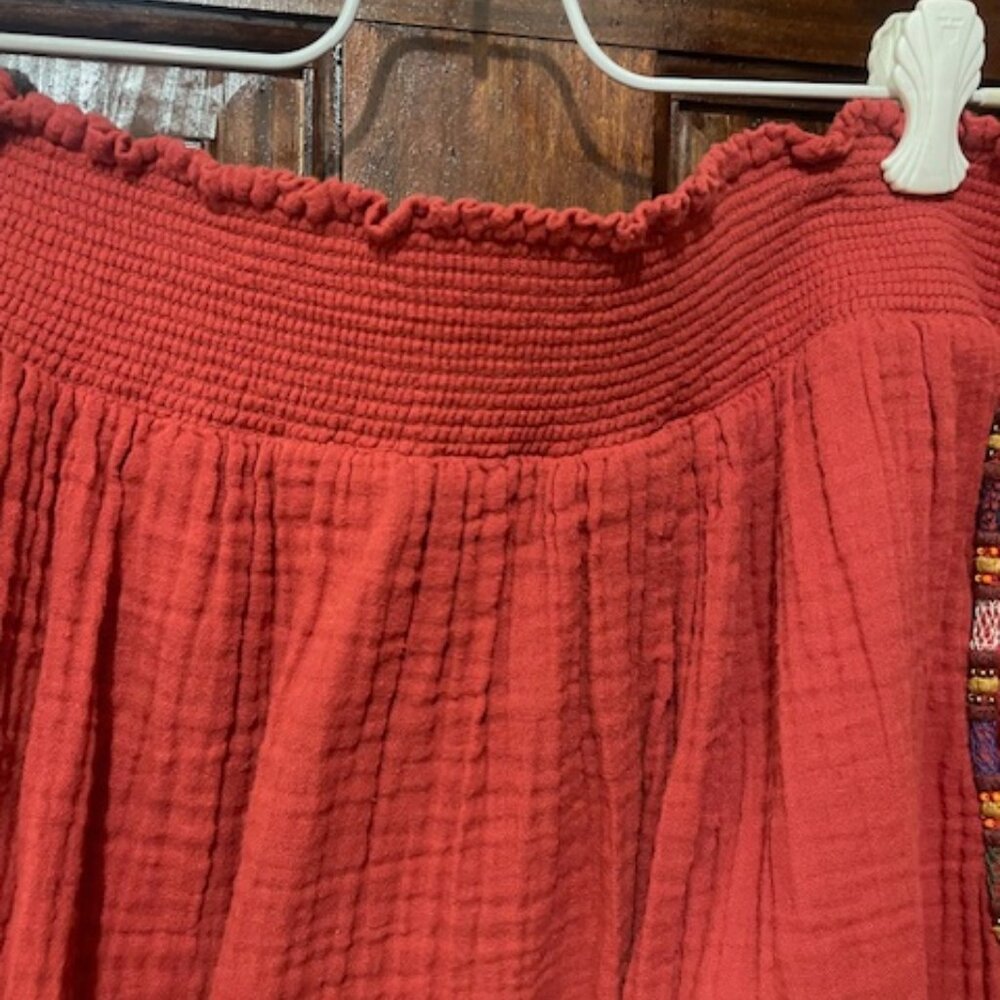 Boho Gauze Tiered Skirt With Pockets XL - Picture 4 of 5